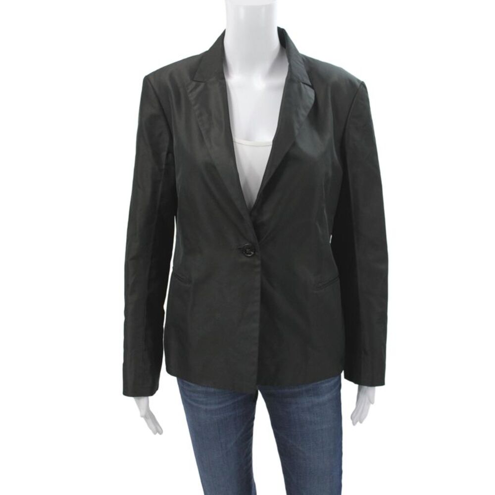 Jil Sander Women Basic Jacket Black Cotton Button Long Sleeve Size 42